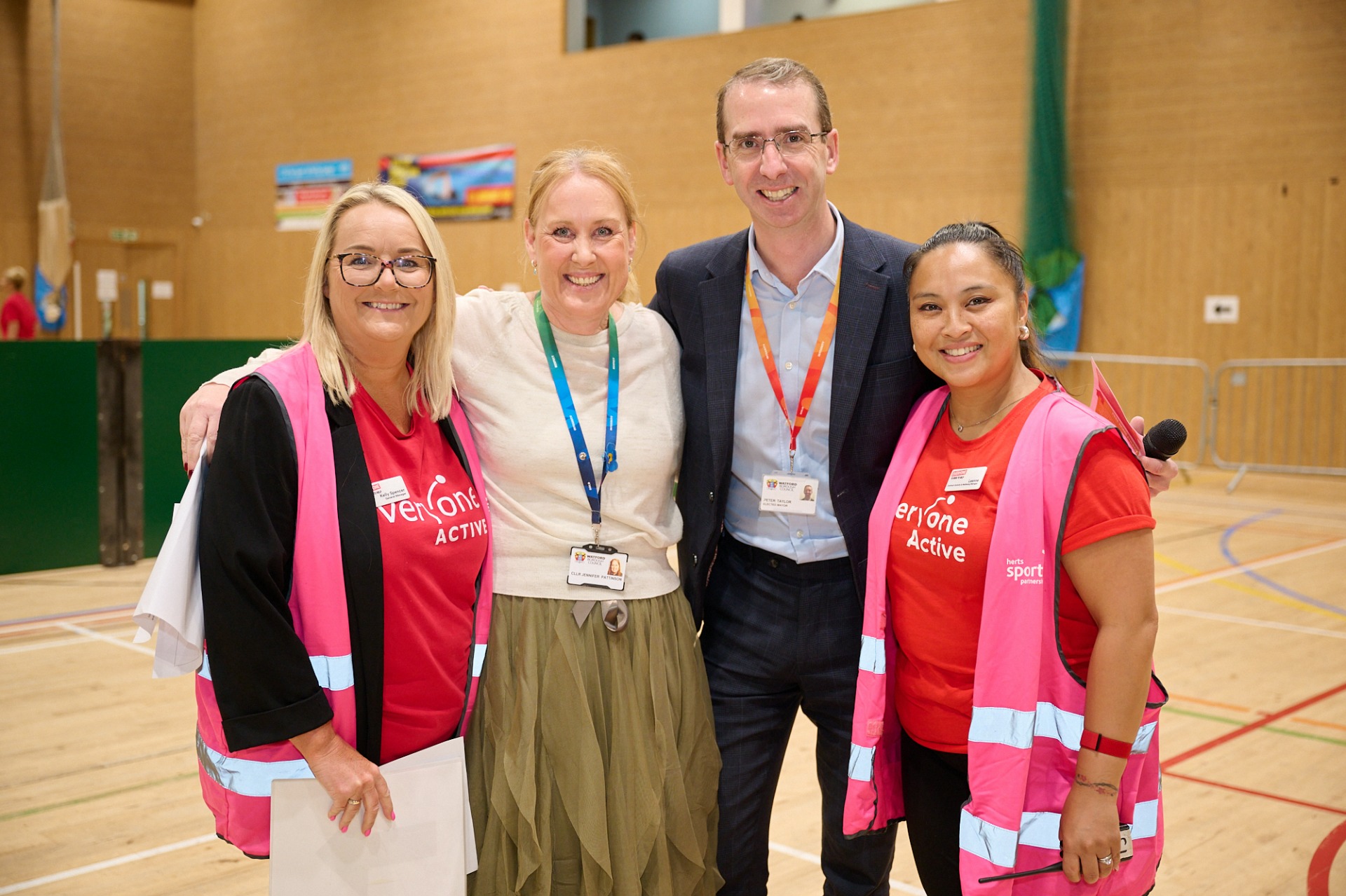 Mayor of Watford Peter Taylor (pictured middle-right) and Councillor Jennifer Pattinson (pictured middle-left) with Everyone Active staff